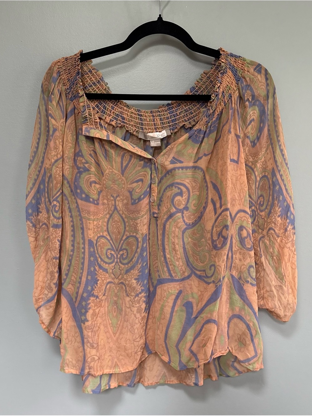 Love21 Sheer Flowy Boho Multi-color Women's Blouse Size Large Lightweight